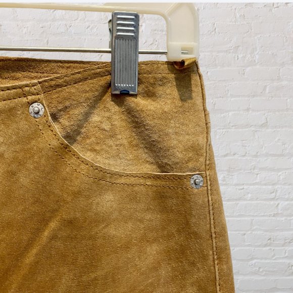 VINTAGE HEART MOON STAR -- Leather Jeans, Chamois Colored, Soft Suede-Feel - Picture 5 of 13